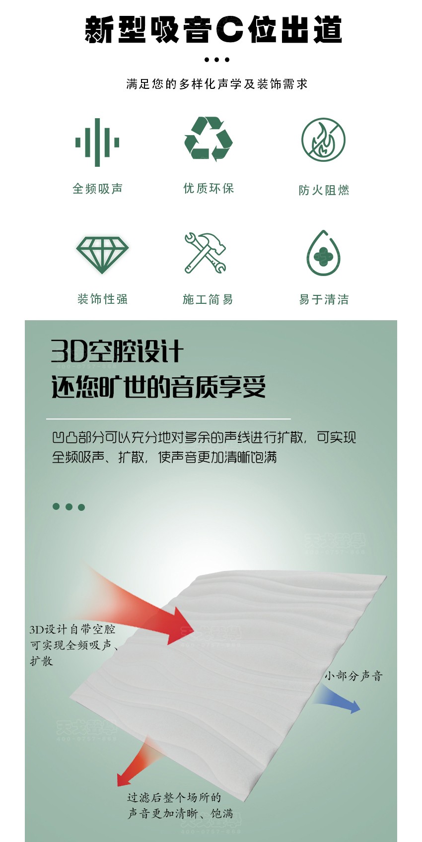 3D水紋聚酯纖維吸音板特點(diǎn)